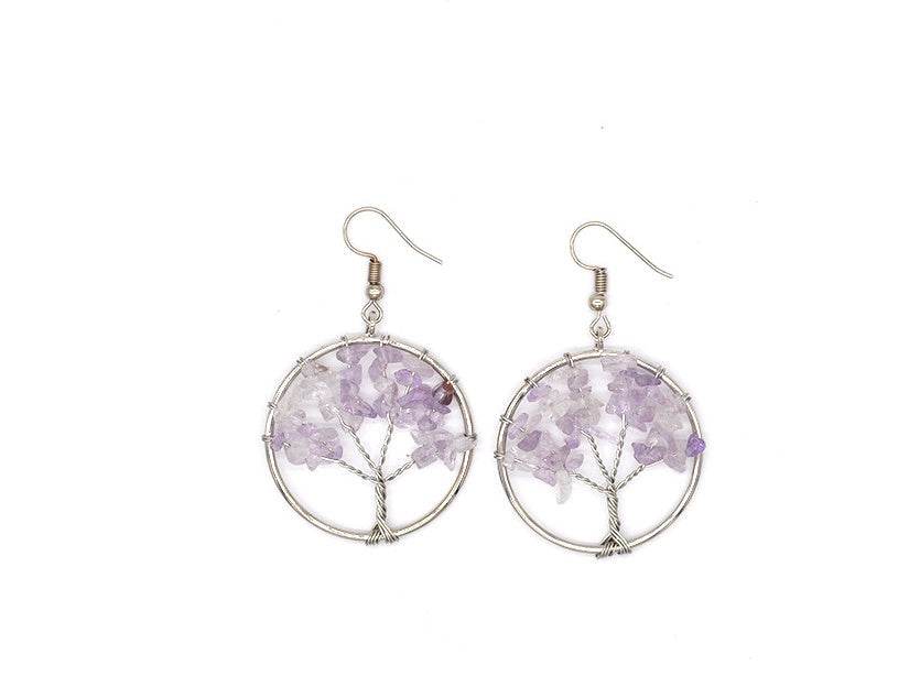 Natural Crystal Crushed Stone Tree Wishing Tree Earrings Crystal Tree Earrings Jewelry - ProTrendyz