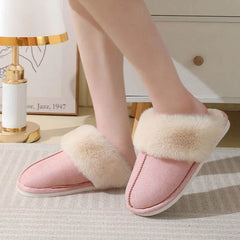 Winter Warm Plush Home Slippers Indoor Fur Slippers Women Soft Lined Cotton Shoes Comfy Non-Slip Bedroom Fuzzy House Shoes Women Couple - ProTrendyz