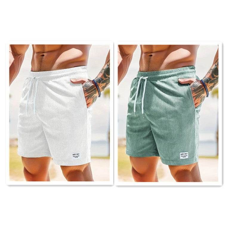 Lace-up Drawstring Shorts Summer Corduroy Sports Short Pants Mens Clothing - ProTrendyz