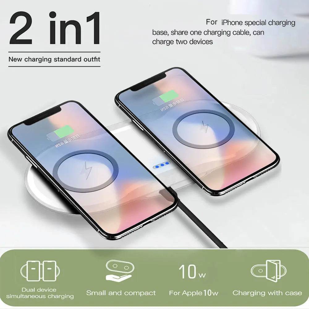 Wireless Compact Minimalist Charger Dual Mobile Phone Charger - ProTrendyz