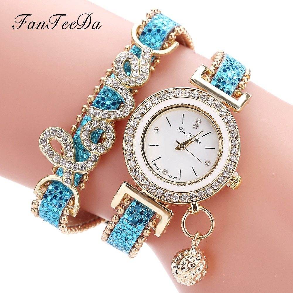 FanTeeDa Brand Women Bracelet Watches Ladies Watch Rhinestones Clock Womens Fashion Dress Wristwatch Relogio Feminino Gift - ProTrendyz