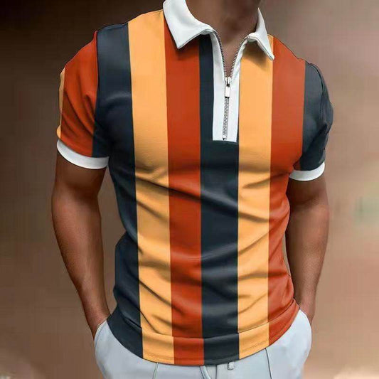 Men's POLO Shirt Striped Printed Short Sleeve T-Shirt Lapel Shirt - ProTrendyz
