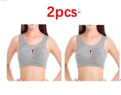 Plus Size Women Bra Ladies Cotton Quake-Proof Underwear Sleep Tops No Buckles Non Wire Lingerie With Removable Padded - ProTrendyz