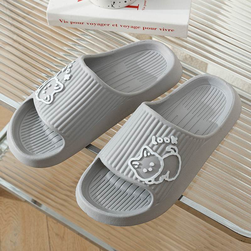 Cute Cat Slippers Summer Women Home Shoes Bath Thick Platform Non-Slip Slides Indoor Outdoor - ProTrendyz