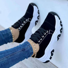 Platform Sport Flats Shoes Lace-up Sneaker Outdoor Walking Casual Shoes Women - ProTrendyz