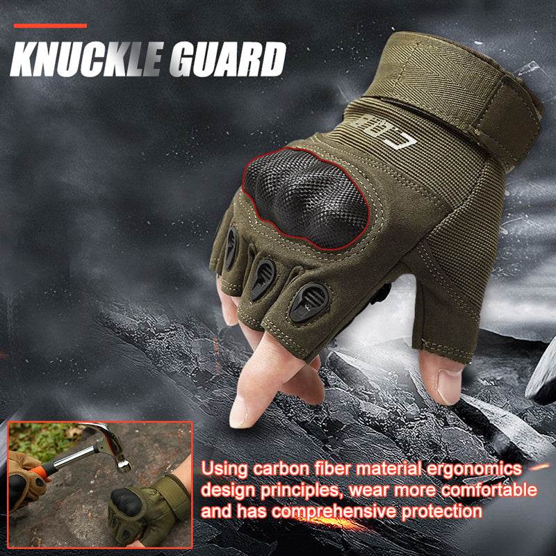 Tactical Gloves Army Military Men Gym Fitness Riding Half Finger Rubber Knuckle Protective Gear Male Tactical Gloves - ProTrendyz