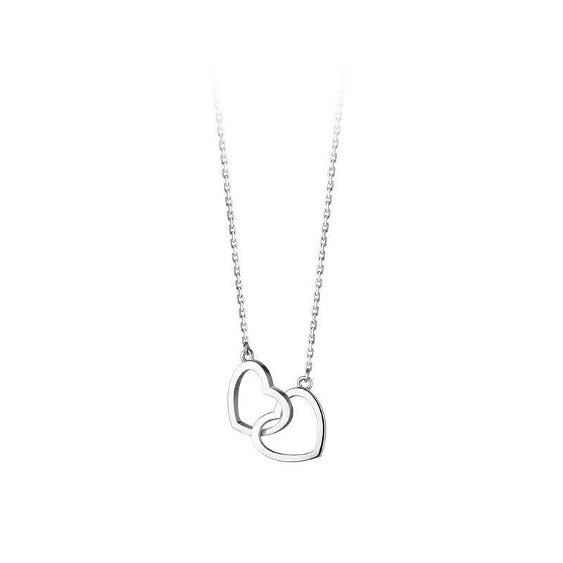 Double Heart Interlocking Titanium Steel Necklace Jewelry - ProTrendyz
