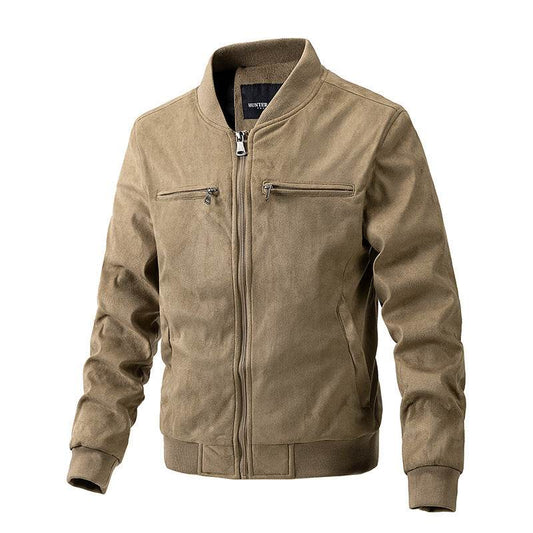 Suede Stand Collar Men's Jacket Double Zipper Pocket Clothing Mens - ProTrendyz