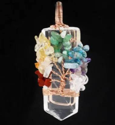Crystal Column Tree Of Life Winding Pendant Necklace US - ProTrendyz