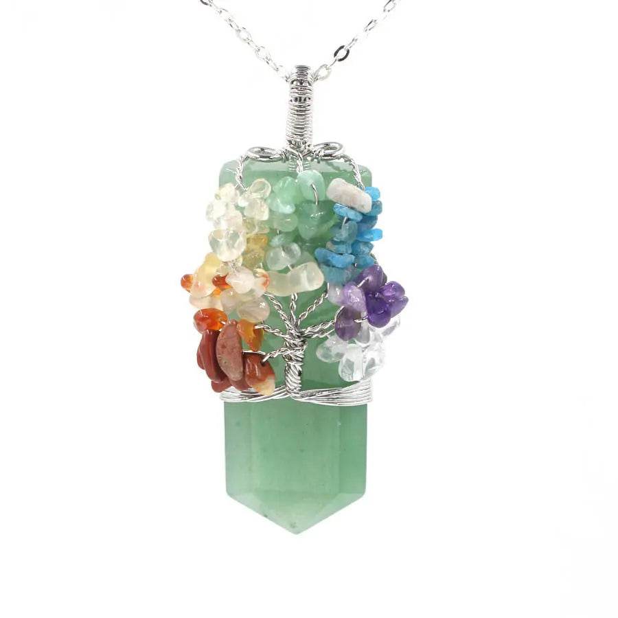 Crystal Column Tree Of Life Winding Pendant Necklace US - ProTrendyz