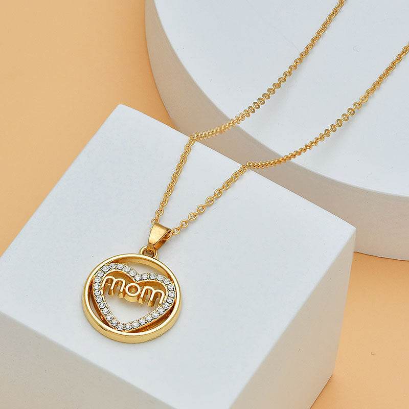 Mother's Day Mom Heart Shape With Diamond Letter Necklace For Women Fine Jewelry Women Accessories Fashion Jewelry - ProTrendyz