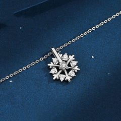 Rotatable 925 Silver Snowflake Necklace Women Luxury Niche Design Shiny Rhinestone Jewelry Autumn And Winter Birthday Gift For Friends - ProTrendyz