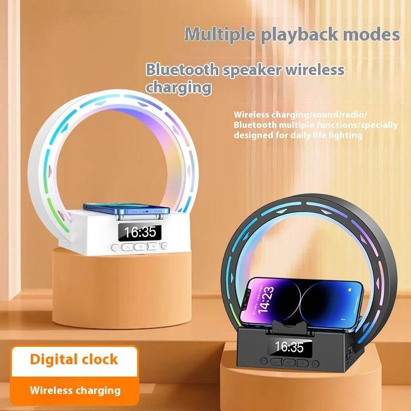 4 In 1 Wireless Bluetooth-compatible Speaker Charging Pad Bedside Lamp With Alarm Clock Wake-Up Light For Bedroom Support USB Drive TF Card - ProTrendyz