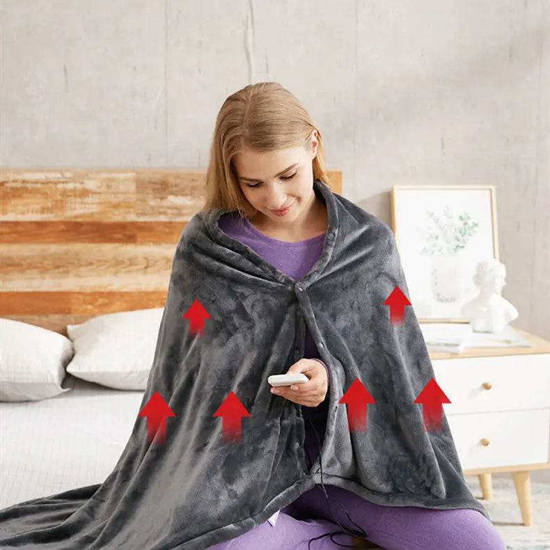 Winter Flannel Heated Blanket Cold Protection Body Warmer Usb Heated Warm Shawl Electric Heated Plush Blanket - ProTrendyz