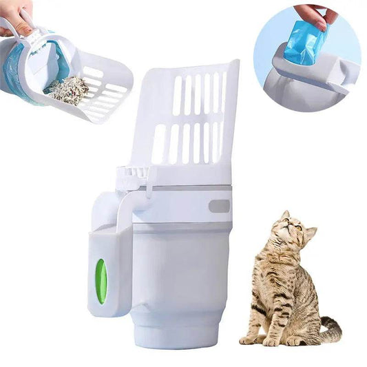 Upgraded Widen Cat Litter Shovel Scoop With Refill Bags Large Cat Litter Box Self Cleaning Cat Waste Bin System Pet Supplies Pet Products - ProTrendyz