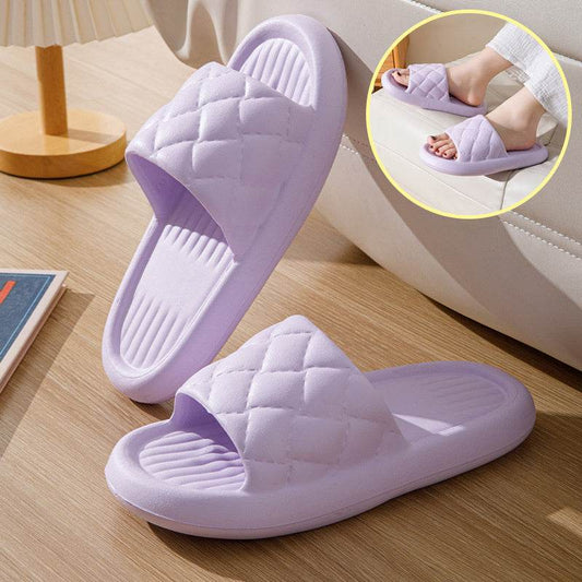 New Rhombus Home Slippers Summer Non-slip Floor Bathroom Slipper Lightweight Simple House Shoes For Women Men - ProTrendyz