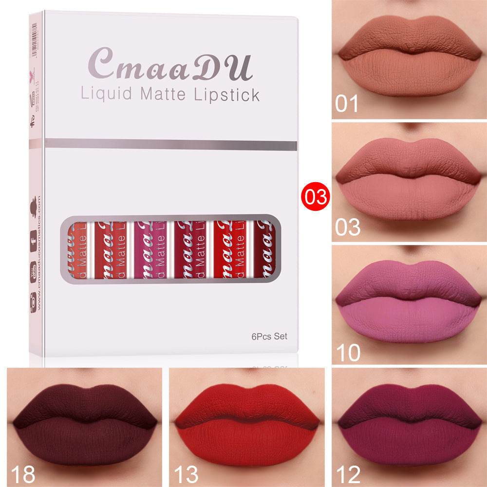 6 Boxes Of Matte Non-stick Cup Waterproof Lipstick Long Lasting Lip Gloss - ProTrendyz
