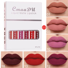 6 Boxes Of Matte Non-stick Cup Waterproof Lipstick Long Lasting Lip Gloss - ProTrendyz