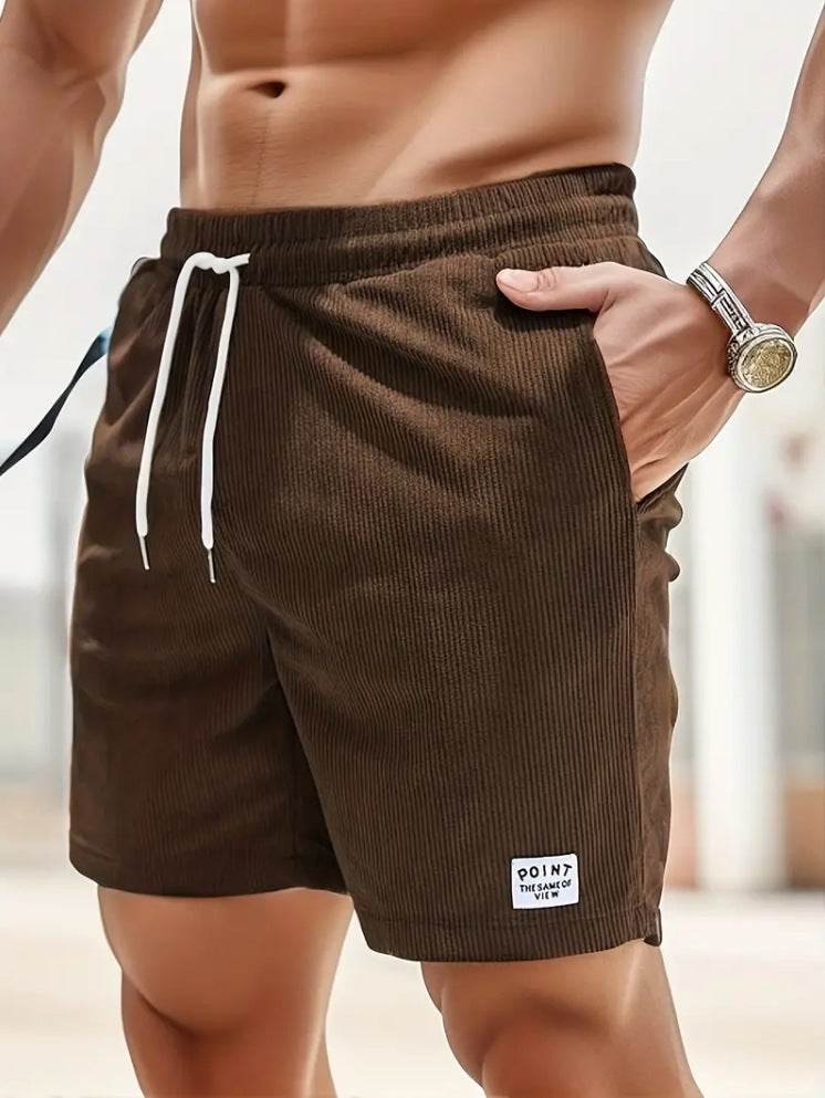 Lace-up Drawstring Shorts Summer Corduroy Sports Short Pants Mens Clothing - ProTrendyz