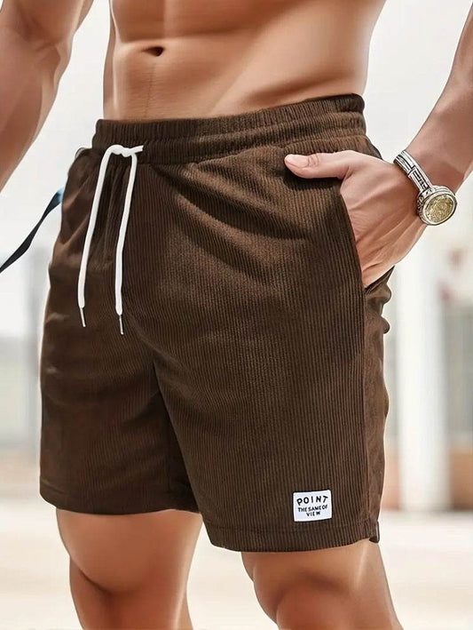 Lace-up Drawstring Shorts Summer Corduroy Sports Short Pants Mens Clothing - ProTrendyz