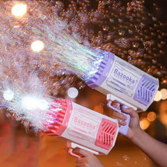 Bubble Gun Rocket 69 Holes Soap Bubbles Machine Gun Shape Automatic Blower With Light Toys For Kids Pomperos - ProTrendyz