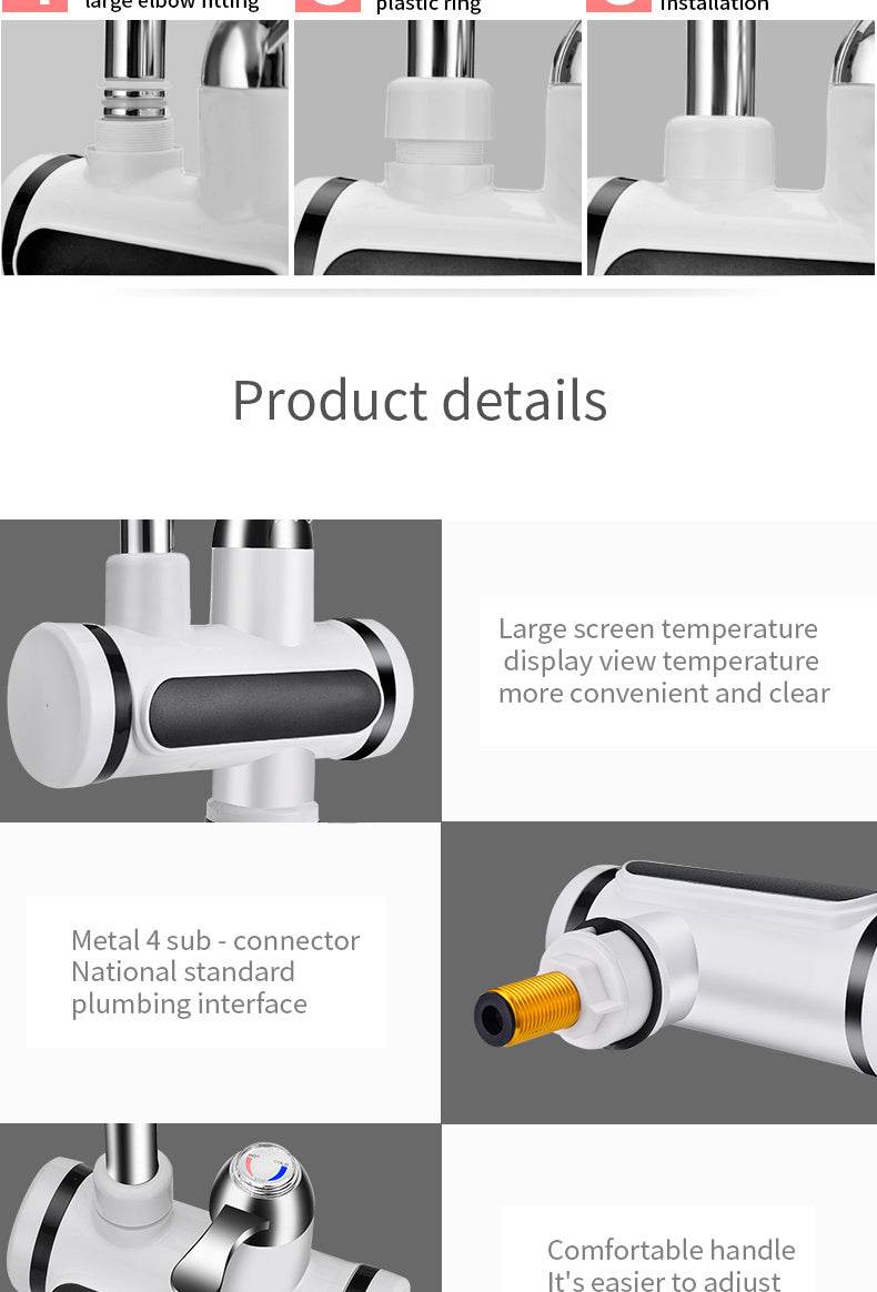 Kitchen Electric Water Tap Water Heater Temperature Display Cold Heating Faucet Hot Water Faucet Heater - ProTrendyz