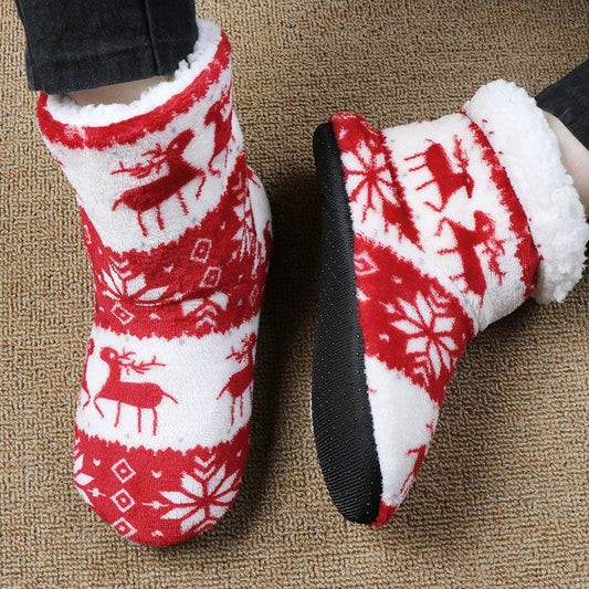 Christmas Elk Floor Shoes Indoor Socks Shoes Warm Plush House Slippers - ProTrendyz