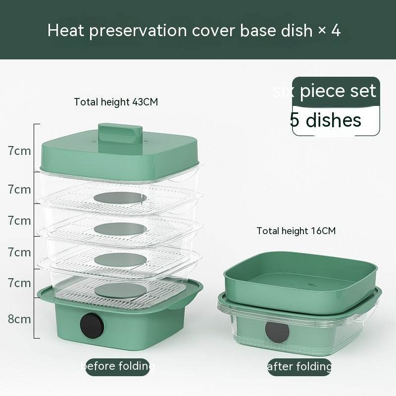 Multi-layer Dish Cover Heat Preservation Kitchen Cover Dining Table Leftover Storage Box Transparent Stack Cooking Hood Steamer - ProTrendyz
