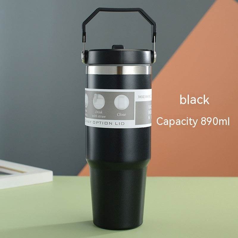 Portable Car Cup Stainless Steel Cup Travel Sports Water Bottle With Handle Cover Coffee Tumbler Cup - ProTrendyz