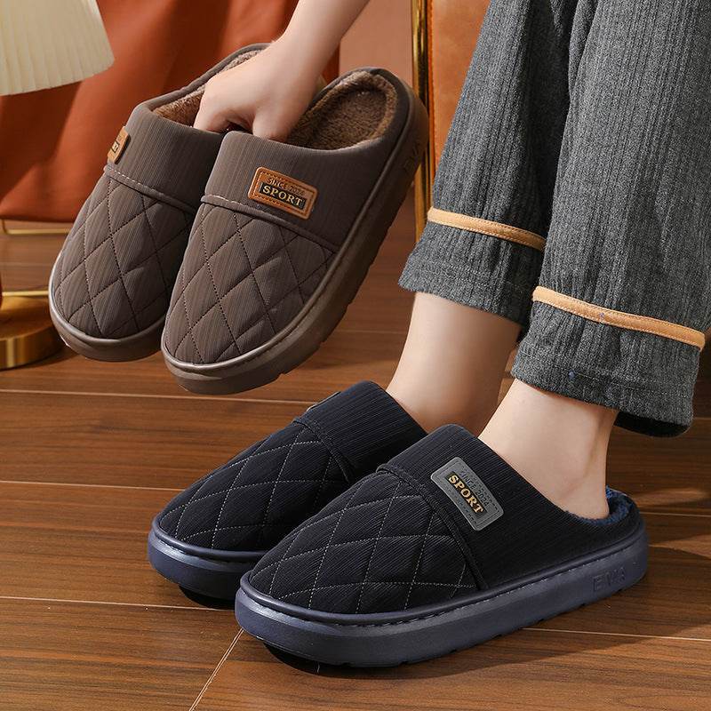 Men's Home Slippers Winter Warm Plush House Shoes Indoor Non-slip Floor Bedroom Slipper Casual All-match Shoes - ProTrendyz