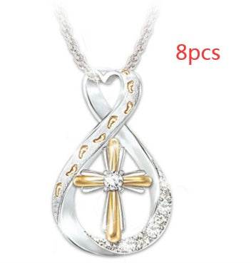 Cross Footprint Diamond Pendant Two Tone - ProTrendyz