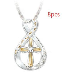 Cross Footprint Diamond Pendant Two Tone - ProTrendyz