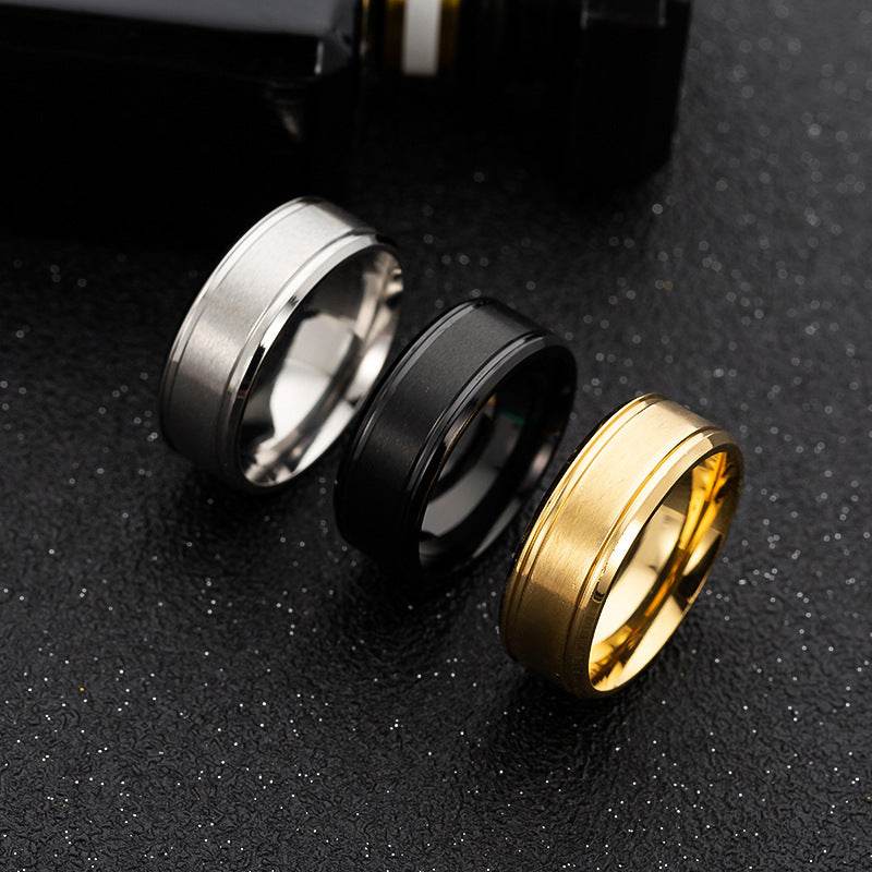 Mens Wedding Rings Black Sliver Gold Pure 8MM Rings - ProTrendyz