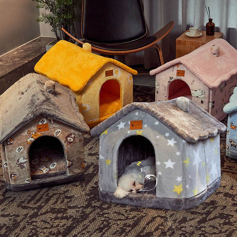 Foldable Dog House Pet Cat Bed Winter Dog Villa Sleep Kennel Removable Nest Warm Enclosed Cave Sofa Pets Supplies - ProTrendyz