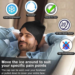 Ice Compress Headache Eye Mask Hat Relief For Migraines, Stress, And Tension Massage Tool - ProTrendyz