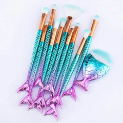 11pcs Makeup Brushes Kit Maquiagem Maquillaje New Mermaid Foundation Eyebrow Eyeliner Cosmetic Makeup Brushes US - ProTrendyz