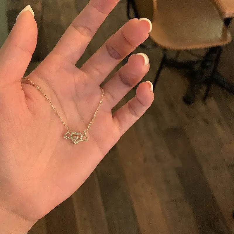 Vintage Gothic Heart Crown Angel Wings Pendant Necklaces For Women Fashion Exquisite Love Shape Clavicle Chain Choker Jewelry Fashion Jewelry - ProTrendyz