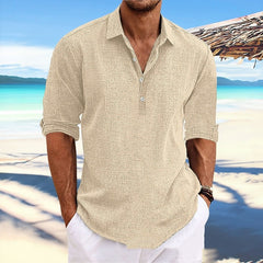 Men's Hemp Long Sleeve Loose-Fit Solid Color Shirt Plus Size Cotton Hemp Shirt Sweatshirt For Men Casual Everyday Wear