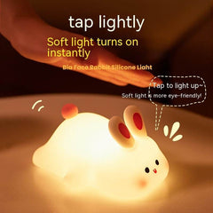 Cute LED Night Light Touch Sensor Cartoon Kid's Nightlights Big Face Rabbit Silicone Night Light Christmas Gift Bedside Lamp Home Decor - ProTrendyz
