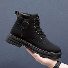 Mens Winter Boots Chunky Mid Heel Shoes Fashion Ankle Boots - ProTrendyz