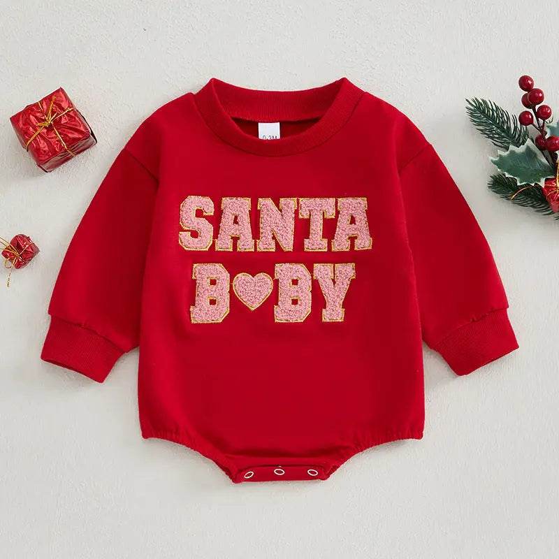 Christmas Clothes For Girls Boys Casual Sweatshirt Romper Cute Letter Long Sleeve Jumpsuit Newborn Bodysuits - ProTrendyz