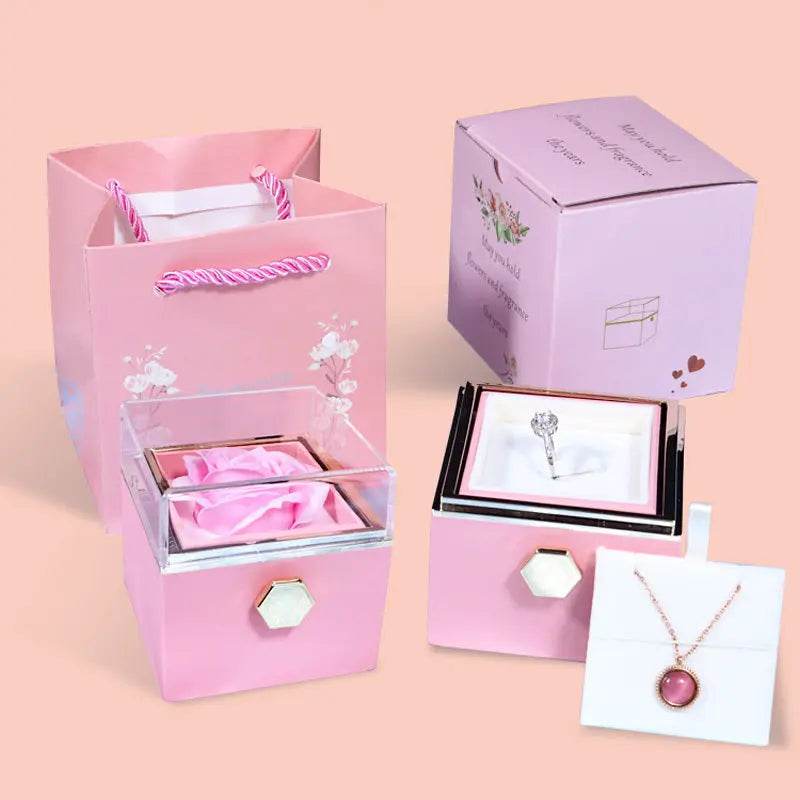 Rotating Soap Flower Rose Gift Box Creative Rotating Rose Jewelry Packaging Box Valentine's Day Gift For Women US - ProTrendyz