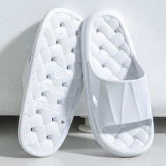 New Woven Texture Non-slip Slippers For Women Summer Indoor Floor Bathroom Home Slipper Men House Shoes - ProTrendyz