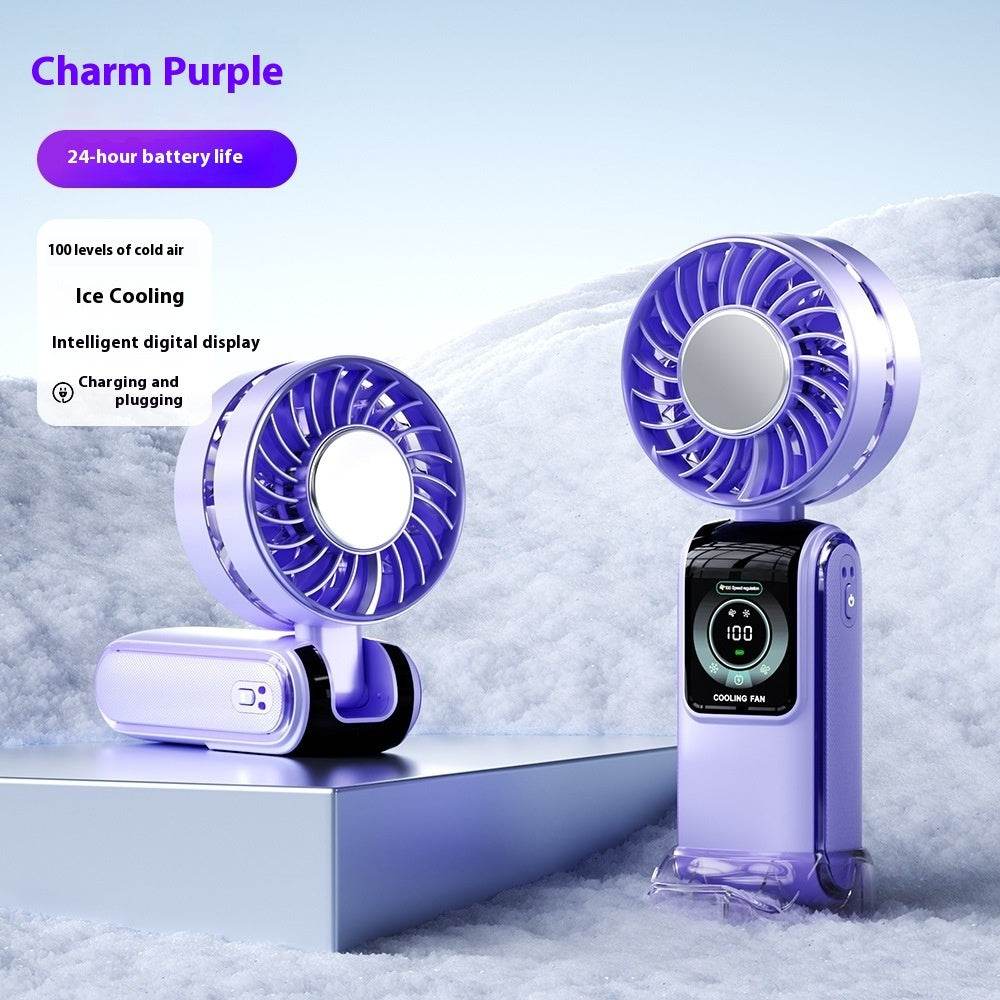 Creative Digital Display Refrigeration Ice Compress Turbine High-speed Handheld Fan - ProTrendyz