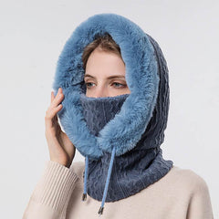 Winter Thick Plush Hat With Scarf Windproof Warm Knit Hats Hooded For Women - ProTrendyz