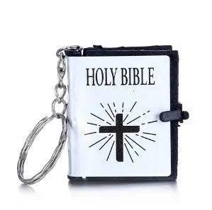 Mini English HOLY BIBLE Key Chains Real Paper Readable Bible Christian Keyrings Car Key Chains Bag Ornaments Religious Jewelry - ProTrendyz