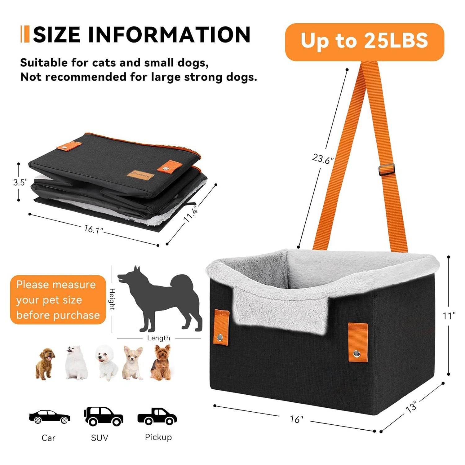 Portable Small Dog Car Seat Dog Booster Seat For Car With Clip-On Safety Leash Perfect For Small Pets Pet Products - ProTrendyz