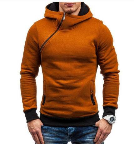 Brand Hoodie Oblique Zipper Solid Color Hoodies Men Fashion Tracksuit Male Sweatshirt Hoody Mens - ProTrendyz
