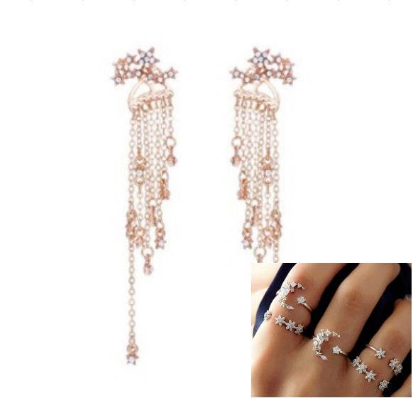 Shining Star Tassel Earrings Back Hanging Exquisite Earrings - ProTrendyz