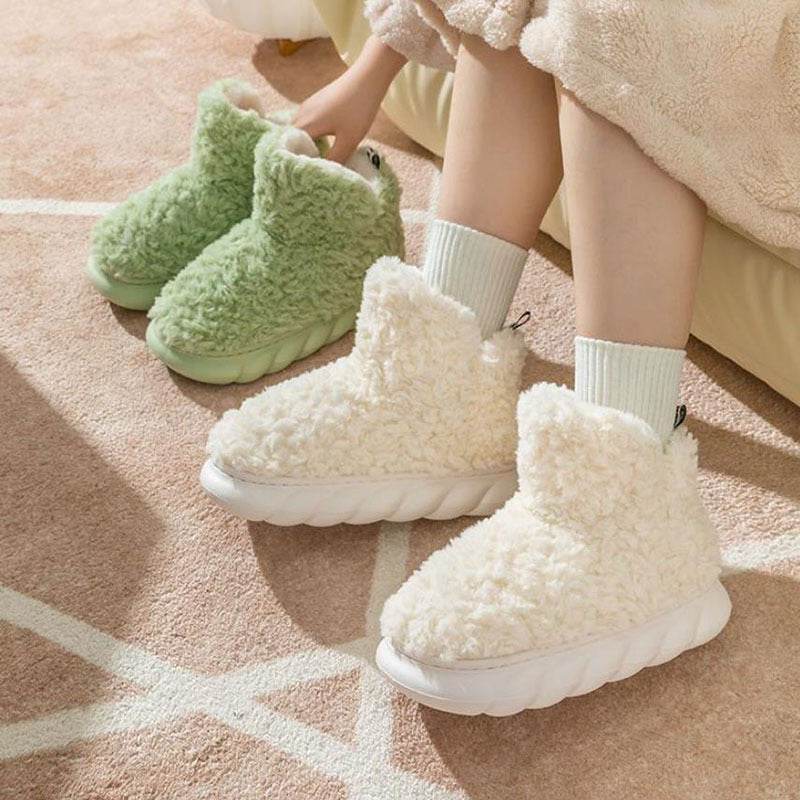 Winter Package Heeled Waterproof Home Indoor And Outdoor Wear Cute High Helper Cotton Slippers - ProTrendyz